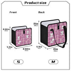 Car Trash Can Organizer Bin with Adjustable Strap for Back Front Seat Console Waterproof Leakproof Collapsible Portable 8.66 Inch Checkered Pink Kittens Hearts Shells
