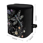 Dragonfly Flower Print Car Trash Can with Lid, Leak Proof Auto Trash Bag Hanging Vehicle Garbage Can Multipurpose Storage Container for Back Seat Road Trip