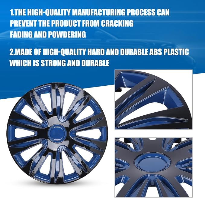 4-Pack 14 Inches Wheel Rim Cover Hubcaps,Redesign Fashion Style Replacement Hubcaps,Car Truck SUV Hub Accessories, Blue&Black