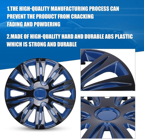 17 Inch Hubcaps Set of 4 Universal Wheel Rims Cover Hubcaps | Snap On Car Truck SUV Steel Wheels Hubcap and Durable ABS+PC Material (17-Inch-B, Blue)