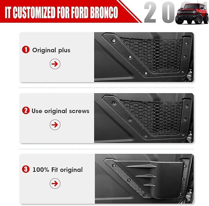 Front Door Storage Pockets for Ford Bronco Accessories 2026 2021-2025, Side Door Organizer Box fit Bronco 2/4-Door, Insert Cup Holder(2PCS)