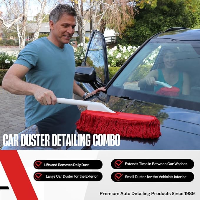 The Original California Car Duster Detailing Kit with Plastic Handle, Model Number: 62445, Red
