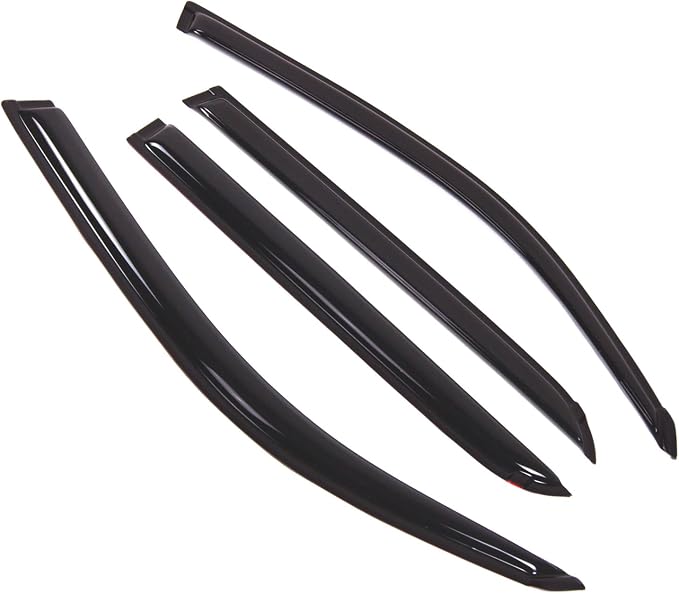 WD2-441 Dark Smoke 4 Pcs Set Window Visor (Outside Mount) Deflector Rain Guard Compatible with 2001-2007 Toyota Sequoia