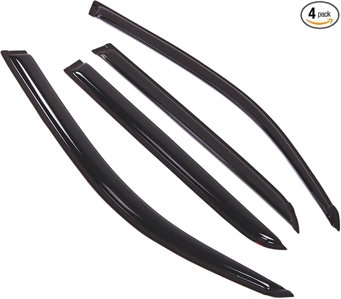 Outside Mount Window Vent Visors Rain Guards Compatible with Toyota Sequoia 2001-2007 | Side Window Wind Deflectors Rain Shields | Black Tinted, 4 Pcs Set, BGWV-441