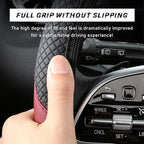 Car Steering Wheel Cover, 15 Inch Leather Breathable Auto Steering Wheel Protector, Comfortable Non-Slip Vehicle Steering Wheel Covers, Universal Interior Car Accessories (Black+Pink)