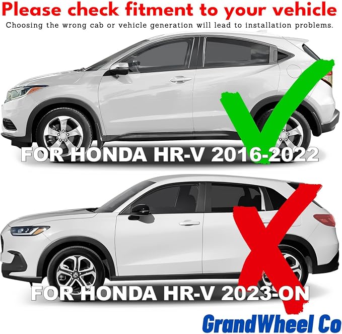GrandWheel Window Deflectors Smoke Tinted in-Channel Side Window Vent Visor Deflectors Rain Guards Compatible with HR-V 2016-2022 - 4pcs. GW0230