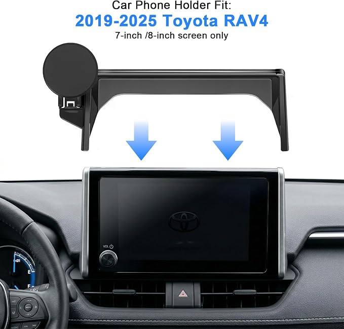 Car Phone Mount for Toyota RAV4 2019–2025 7/8-Inch Screen, OEM-Style Fit, 360° Rotation Phone Holder Compatible with MagSafe, No Vent Blocking, 100% Exclusive Development for Toyota RAV4 Accessories