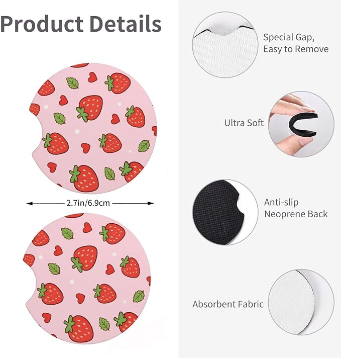 Strawberry Steering Wheel Cover Universal 14.5-15 Inch Non-Slip Strawberry Car Accessories