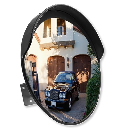 18 Inch Convex Mirror for Blind Spots - Shatterproof with Adjustable 90° Fisheye View - Outdoor and Indoor Safety Mirror for Driveways, Garages, and Hallways