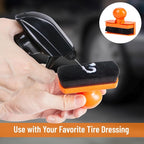 Tire Shine Applicator Brush - Extra Large Automotive Tire Dressing Applicator Brush with Storage Stand for Tire Detailing & Car Wash Kit, Black, 3.6 Inch Length (Orange)
