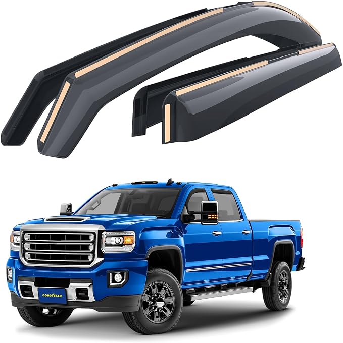 Goodyear Shatterproof in-Channel Window Deflectors for Chevy Silverado 2500HD/3500HD 2015-2019 Crew Cab, Rain Guards, Window Visors for Cars, Vent Deflector, Car Accessories, 4 pcs-GY003402LPv2