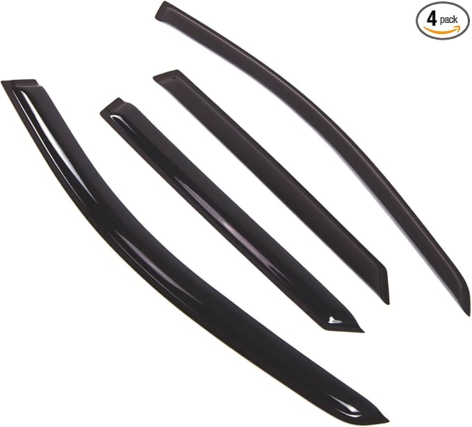 Outside Mount Window Vent Visors Rain Guards Compatible with Mercedes ML350 ML500 2006-2009 | Side Window Wind Deflectors Rain Shields | Black Tinted, 4 Pcs Set, BGWV-511