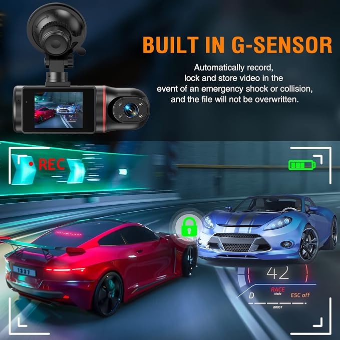 Dash Cam Front and Inside, FHD Dashcams for Cars with 64GB Card Dash Camera for Cars, 1080P Front Dash Cam+1080P Inside Dashcam for Car Dash Camera with IR Night Vision Loop Recording | 1080P Front, 1080P Inside, IR Night Vision, Loop Recording