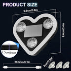 Heart-Shaped LED Neon Light | Solar and USB Rechargeable | 2 Pack Blue Car Interior Lights with Suction Cups | 40 High-Brightness LEDs Car Ambient Light, 5 Modes