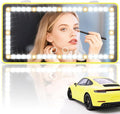 Car Sun Visor Vanity Mirror - Rechargeable Makeup Mirror with 60 LEDs, 3 Light Modes & Dimmable Touch Control for Cars, Trucks, SUVs, Car Interior Accessories for Women (Yellow)