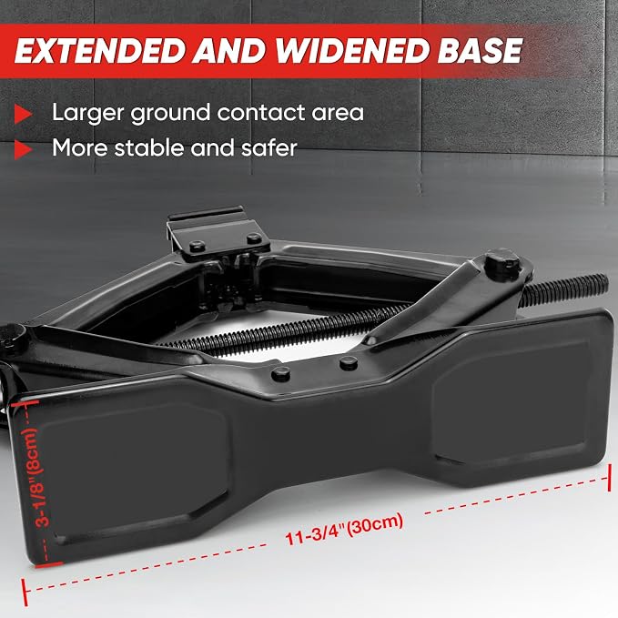 Car Jack 2 Ton (4409 lbs), Scissor Car Jack Kit with Extended & Widened Base, 360° Rotatable Rubber Pad, Tire Changing Kit with Ratchet & Lug Wrench - Scissor Lift Jacks for Cars, SUV, MPV