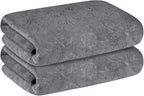 Bath Towels 4 Pack, Oversized Microfiber Bath Towels for Adult Men Women, 30" x 60", Large, Soft and Super Absorption Multipurpose for Bath, Beach, Pool, Sport - Grey Floral Pattern