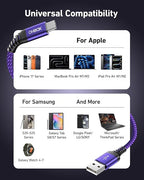 USB to USB C Cable Fast Charging [2 Pack 3FT], USB A to USB C Cable for Car, Durable Braided USB Type C iPhone Charger USBC Cord for iPhone 17/16/15/Pro Max/Plus, Samsung Galaxy S23 and More-Purple