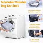 Waterproof Dog Car Seat for Small Medium Dogs, 6in Memory Foam Pet Booster Seat for Dogs up to 26 lbs with Pockets, Detachable Washable Pet Carseat with Y-Shape Safety Belt