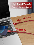 USBC to C Cable 6FT, 2 Pack USB C Cables, Type C Fast Charging Cable Nylon Braided USBC Charger Cable Compatible with iPhone 17/16/15/Pro/Plus/Pro Max/Samsung Galaxy S23/LG and More-Red