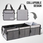 Trunk Organizer for Car, 90L Large Capacity Foldable Trunk Organizer, Multi Compartment Car Trunk Organizer for Women Men, Grey, TOOLS-00421