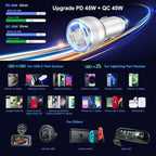 USB C Car Charger, 3 Pack 65W 4 Ports 12V USB C Cigarette Lighter Adapter QC 3.0&PD 30W Super Fast Type C Car Phone Charger for iPhone 15/14/13/11/iPad Pro,Samsung,Android(Silver)