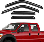 Rain Guards Fit for 1999-2016 Ford F250 F350 F450 F550 Super Duty SuperCrew Cab, Tape-On Side Window Deflector Durable Sun Rain Guard Black 4 PCS