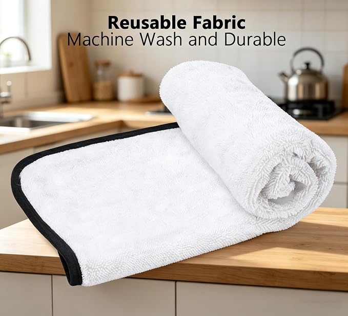 Shiny Cleaning Cloths White Dual-Sided, Drying Dish Towels, 5pcs 12"x10" Ultra Absorbent Quick Drying Dish Towels, Streak Free Reusable Wash Cloths, Microfiber Lint-Free Wipes for Dishes, Sink & Glass