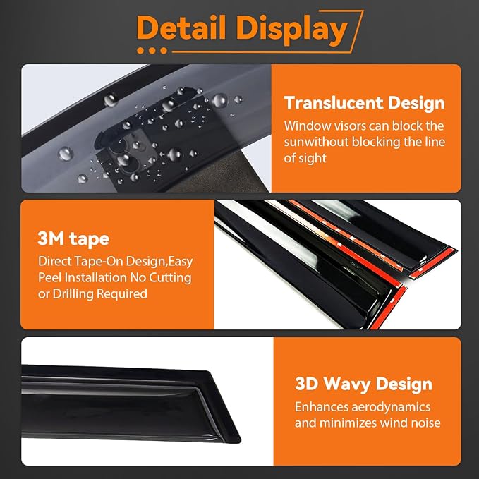 Rain Guards Compatible with 2014-2018 BMW X5 F15, Front+Rear Smoke Tint Tape-On Side Window Visor Wind Deflector Vent Visors Car Accessories 4pcs