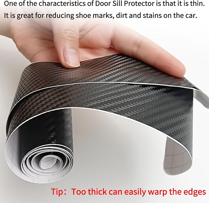 4PCS Car Door Sill Protector 3D Carbon Fiber for Truck SUV | Anti-Scuff，Self-adhesive，Protective Door Threshold Guard Vinyl Sticker