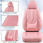 Coverado Seat Covers Front Seats, Car Seat Cover Protector with Lumbar Support, Waterproof Car Seat Cushion, Leather Seat Covers Carseat Cover Universal Fit for Most Cars，Pink
