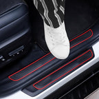 Car Door Threshold Protection, 4PCS Door Edge Step Dust Shield Cover, Door Width 23.6x1.96inch Car/SUV Universal Rubber Scratch Resistant Exterior Accessories (Red borde)