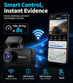 4K Dash Cam Front and Rear, 360° Interior Rear Camera for Cabin, Side & Rear - Dash Camera for Cars with 64GB Card, Low-Light Sensor, Wi-Fi 6 GPS, Touch Screen, HDR WDR, Support 1TB, A80T