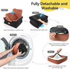 Dog Car Seats for Small/Medium Dogs, Elevated Memory Foam Dog Booster Seat, Detachable Washable Pet Car Seat with Safety Belts & Storage Pockets (Black-Brown)