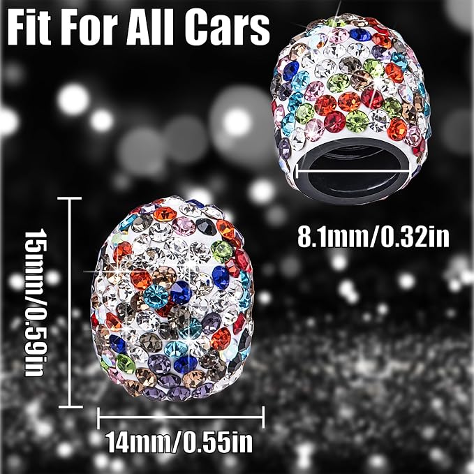 8PCS Bling Crystal Diamond Tire Stem Valve Caps, Dustproof Car Wheel Tire Valve Caps Universal Tire Valve Stem Covers for Cars, SUV, Trucks, Bikes, Motorcycles, Bicycles (White Colorful)
