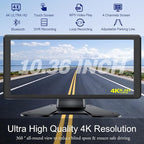 4K RV Backup Camera System 10.36" Quad Split Touch Screen Monitor with 4 1080P Rear Side View Camera, DVR Recording Bluetooth MP3 MP5 IP69 Waterproof Night Vision for RV Truck Trailer Tractor