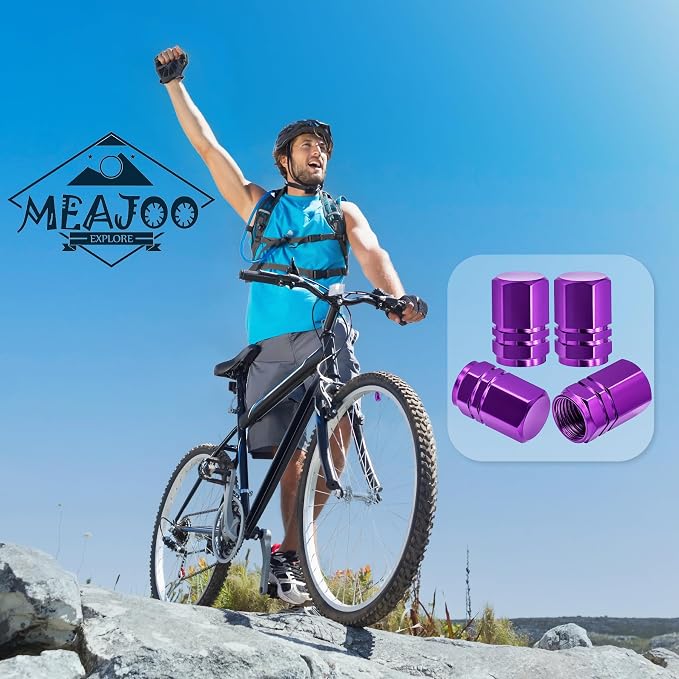 4PCS Tire Valve Stem Caps, with Rubber O-Ring, Corrosion Resistant Leak-Proof, Aluminum Alloy Universal Wheel Valve Covers for Cars, SUV, Trucks, Bikes, Motorcycles, Bicycles(Purple)