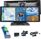 [2.5K Front Camera+64G TF Card] Wireless Carplay/Android Auto Portable Car Radio with 9.3" HD Touchscreen Dash Cam, Front/Rear View Camera Stereo Receiver Bluetooth FM Transmitter AUX