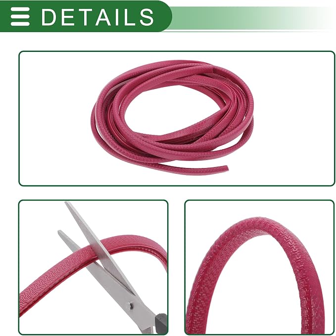 Universal Car Door Edge Protective Sealing Strip U-Type Door Scratch Protection Guard, 16.40ft 5m, Anti-scratch Collision, PVC Iron, Rose Red
