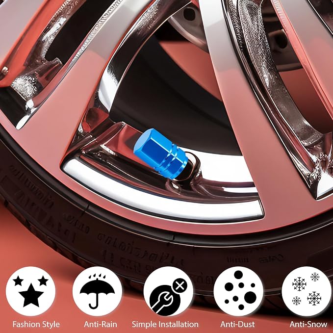 8PCS Tire Valve Stem Caps, with Rubber O-Ring, Corrosion Resistant Leak-Proof, Aluminum Alloy Universal Wheel Valve Covers for Cars, SUV, Trucks, Bikes, Motorcycles, Bicycles(Light Blue)
