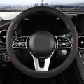 Car Steering Wheel Cover, Leather Steering Wheel Cover Purple Universal 14.5-15 Inch Microfiber Leather Anti-Slip Breathable Auto Steering Wheel Covers for Men Women (Black&Purple)