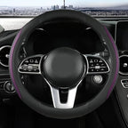 Car Steering Wheel Cover, Leather Steering Wheel Cover Purple Universal 14.5-15 Inch Microfiber Leather Anti-Slip Breathable Auto Steering Wheel Covers for Men Women (Black&Purple)
