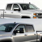 Tape On Rain Guards Window Visors for 2014-2018 Chevrolet(Chevy) Silverado & GMC Sierra 1500, 2015-2019 2500HD 3500HD Crew Cab,4pcs Smoke Side Vent Visor Window Deflectors Vent Guard Shade Sun