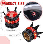 4 Pieces Crown Tire Valve Stem Caps Bling Handmade Crystal Rhinestone Universal Chrome Crown Vehicle Car Tire Caps Covers, Attractive Accessories for Car (Red and Black)