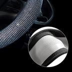 Steering Wheel Cover for Women Men Bling Bling Crystal Diamond Sparkling Car SUV Wheel Protector Universal Fit 15 Inch (Black with White Diamond,Standard Size(14" 1/2-15" 1/4))