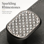 2Pcs Bling Car Headrest Hooks, Premium Leather & Sparkling Rhinestone Dual Metal Hooks, Back Seat Organizer for Bags, Coats, Purses and Groceries (Crystal Gray)