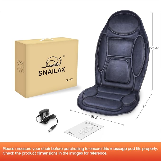 Vibration Massage Seat Cushion with Heat, 6 Vibration Motors, 6 Massage Modes, Heated Massage Chair Pad for Office Chair, Home Recliner & Desk Chair, Back & Seat Massager with Remote