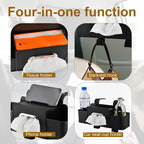 4-in-1 Back Seat Car Organizer with Extra Large Capacity, 2 Cup Holders, Tissue Box Dispenser & Storage Hook for Phone, Snacks, Toys(Black)