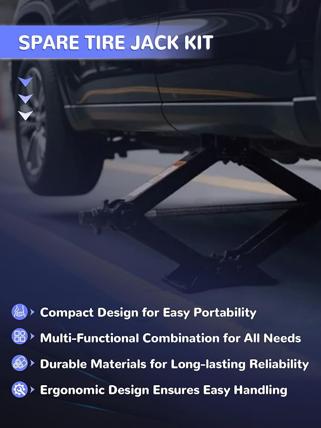 Spare Tire Jack Kit Compatible with 2004-2018 F150, Scissor Jack 2.5 Ton Heavy Duty Lifting Jack & Spare Tire Lug Wrench Tool Kit Replacement Tire Repair Tool