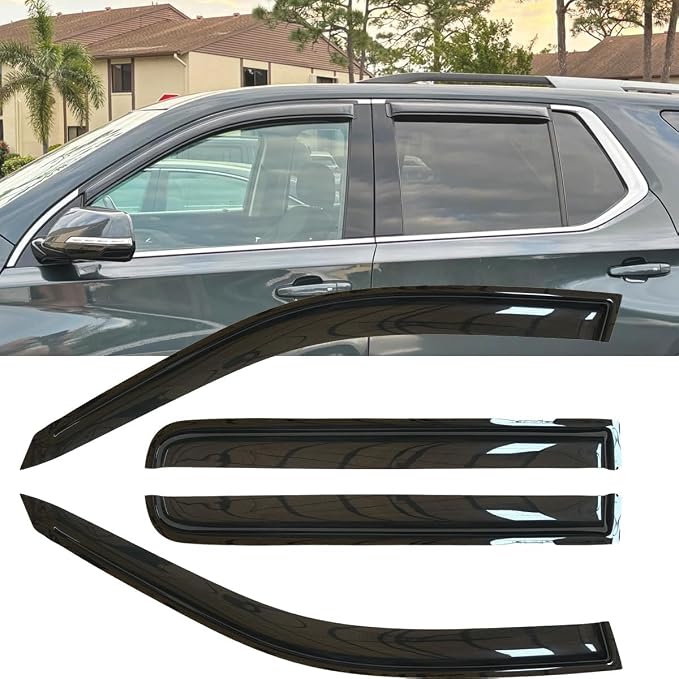 4pcs Side Window Wind Deflectors for 2018-2023 Traverse 94553 | Original, Shatterproof, Rainproof, Outside Mount Rain Guards Sets,Nice Looking Window Visors for Cars,Vent Deflector